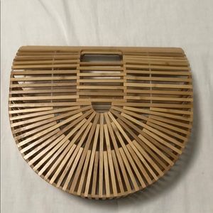 Bamboo circle wood clutch